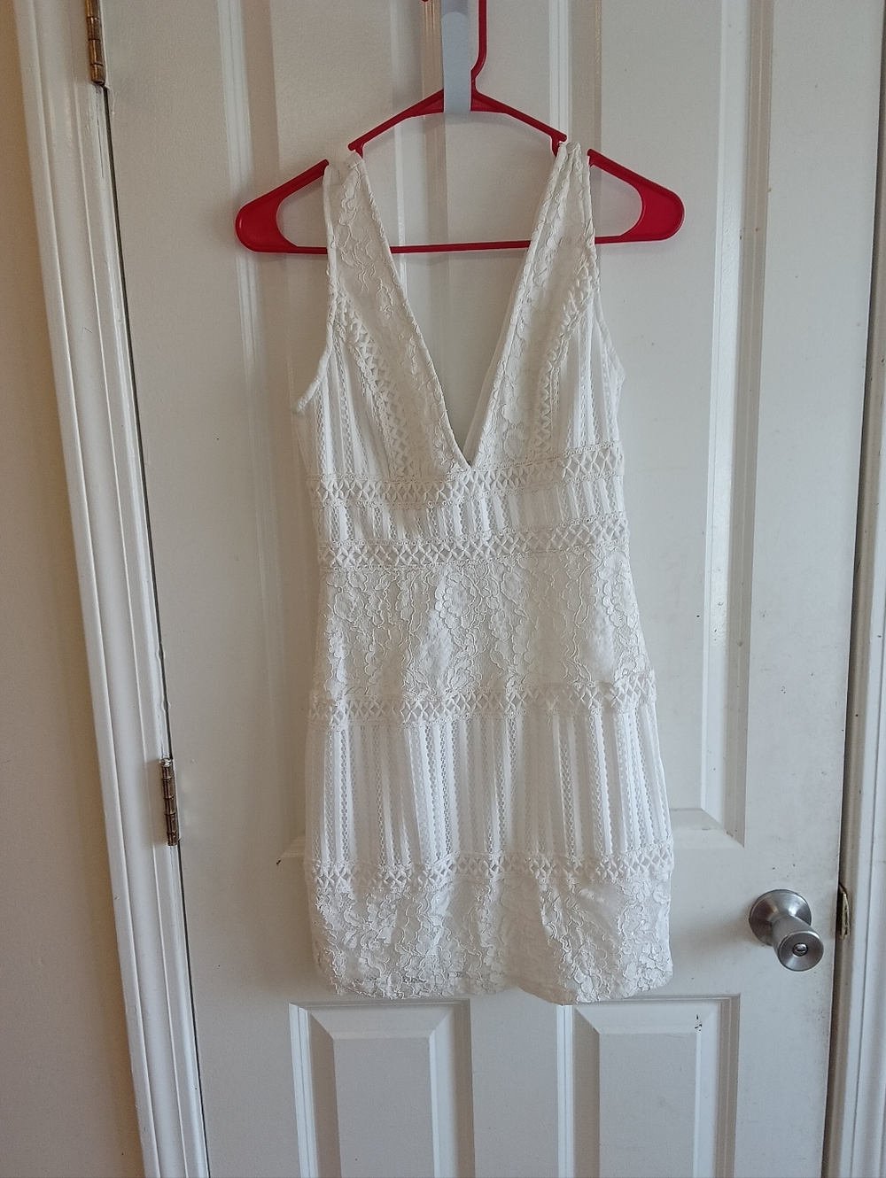 Forever 21 White Lace V-Neck Mini Dress - Picture 2 of 9